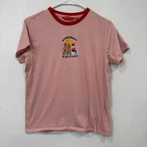Penshoppe Pink Ringer Tee Everybody Is Beautiful Graphic Embroidered Shirt M